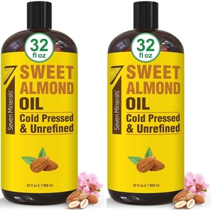 image:imageSeven Minerals Pure Cold Pressed Sweet Almond Oil  Big 32 fl oz Bottle  Unrefined amp100 Natural  For Skin amp Hair with No Added Ingredients  Perfect Carrier Oil for Essential Oils32 Fl Oz Pack of 2